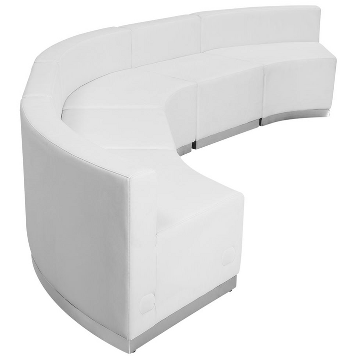 Boho Aesthetic Luxurious Modern Italian Large White Leather Reception Sofa 5 Pieces | Biophilic Design Airbnb Decor Furniture 
