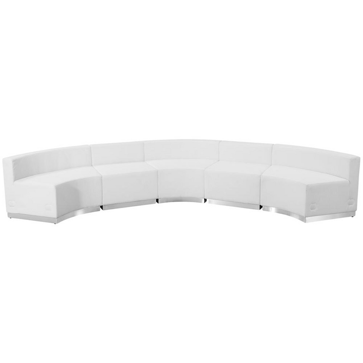 Boho Aesthetic Luxurious Modern Italian Large White Leather Reception Sofa 5 Pieces | Biophilic Design Airbnb Decor Furniture 