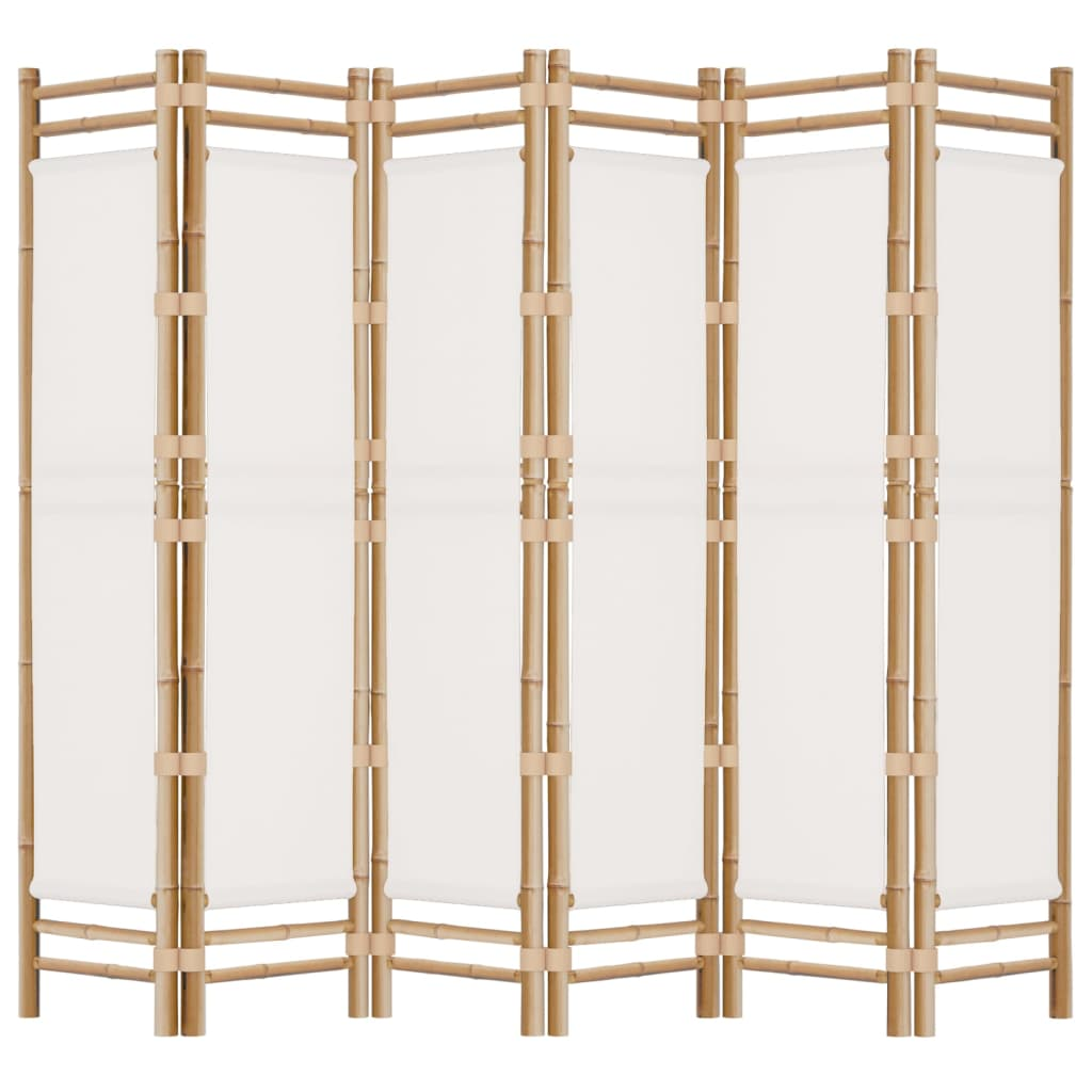 Boho Aesthetic vidaXL Folding 6-Panel Room Divider 94.5" Bamboo and Canvas | Biophilic Design Airbnb Decor Furniture 