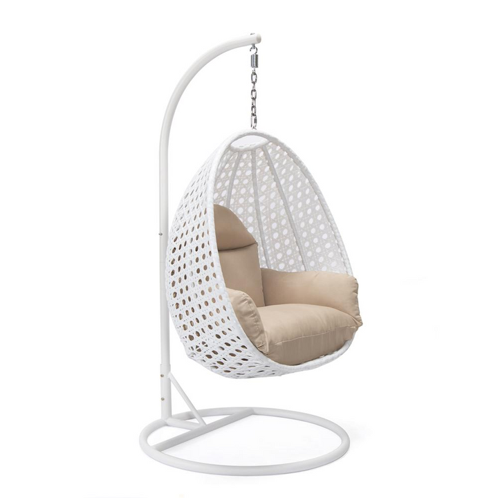 Boho Aesthetic LeisureMod Wicker Hanging Egg Swing Chair, Blue | Biophilic Design Airbnb Decor Furniture 
