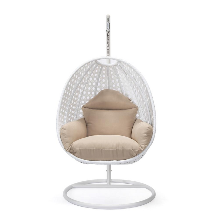 Boho Aesthetic LeisureMod Wicker Hanging Egg Swing Chair, Blue | Biophilic Design Airbnb Decor Furniture 