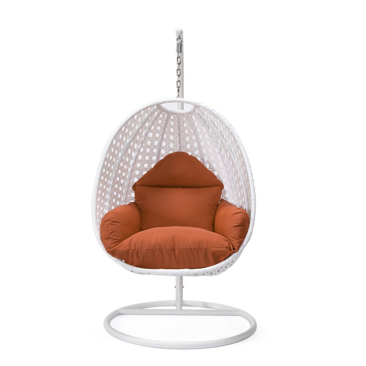 Boho Aesthetic LeisureMod Wicker Hanging Egg Swing Chair, Orange | Biophilic Design Airbnb Decor Furniture 