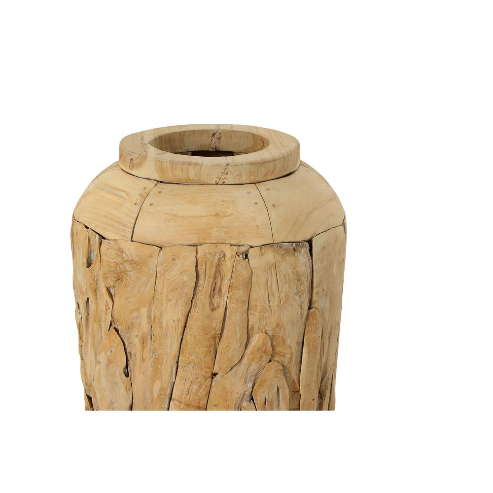 Boho Aesthetic Large Farmhouse Teak Floor Vase | Biophilic Design Airbnb Decor Furniture 