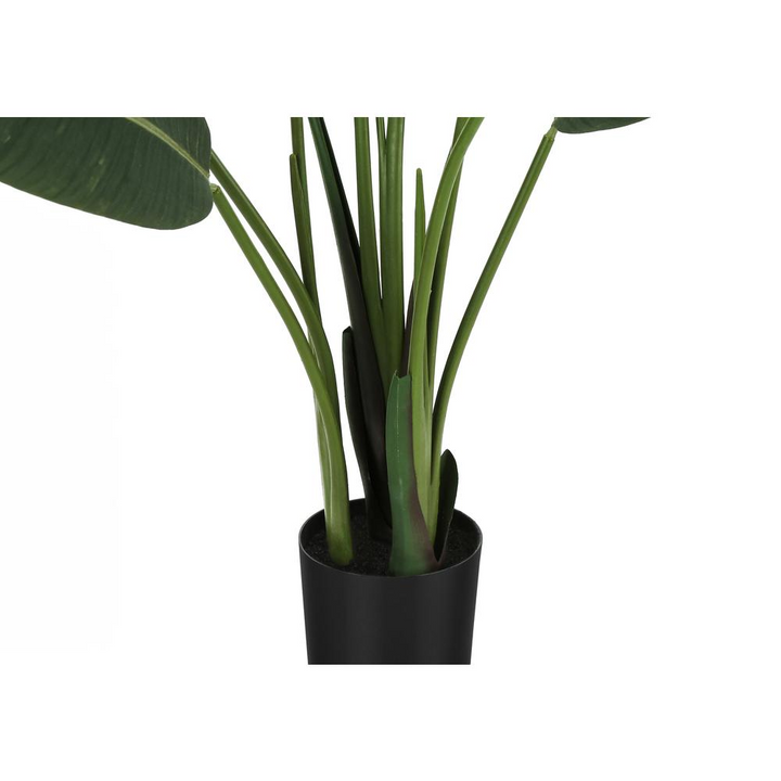 Boho Aesthetic Artificial Plant, 60" Tall, Bird Of Paradise Tree, Green Leaves, Black Pot | Biophilic Design Airbnb Decor Furniture 