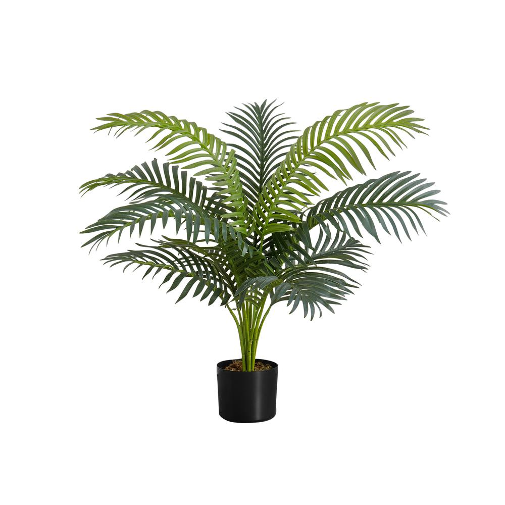 Boho Aesthetic Artificial Plant, 34" Tall, Biophilic design decor Palm Tree, Decorative, Green Leaves, Black Pot | Biophilic Design Airbnb Decor Furniture 