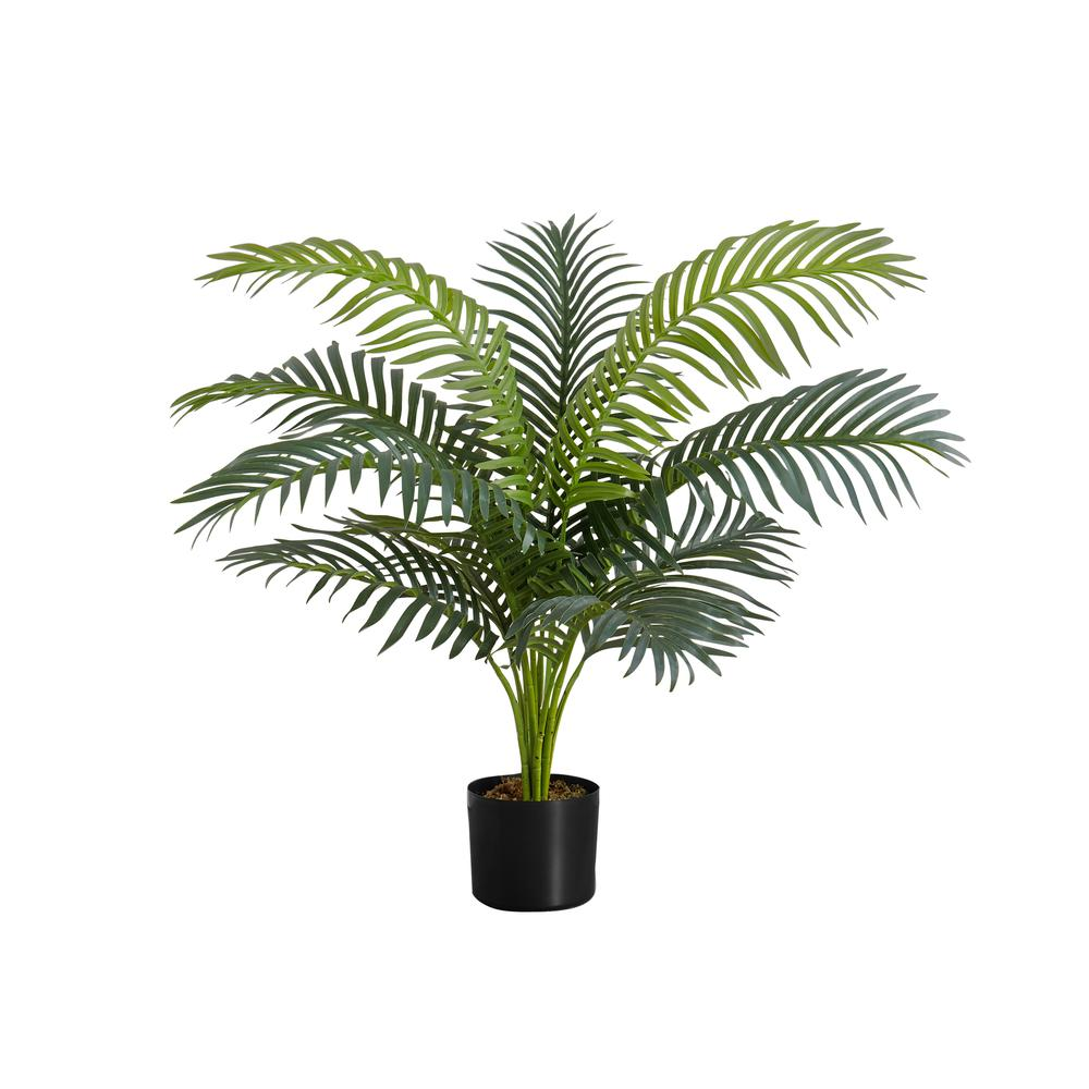 Boho Aesthetic Artificial Plant, 34" Tall, Palm Tree, Decorative, Green Leaves, Black Pot | Biophilic Design Airbnb Decor Furniture 