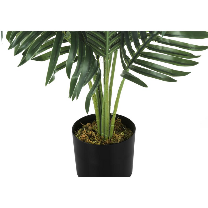 Boho Aesthetic Artificial Plant, 34" Tall, Palm Tree, Decorative, Green Leaves, Black Pot | Biophilic Design Airbnb Decor Furniture 