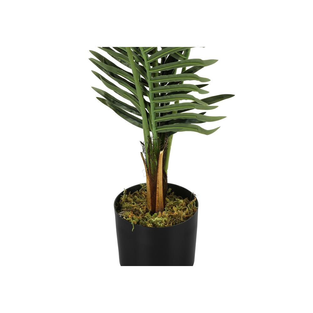 Boho Aesthetic Artificial Plant, 47" Tall, Palm Tree, Decorative, Green Leaves, Black Pot | Biophilic Design Airbnb Decor Furniture 