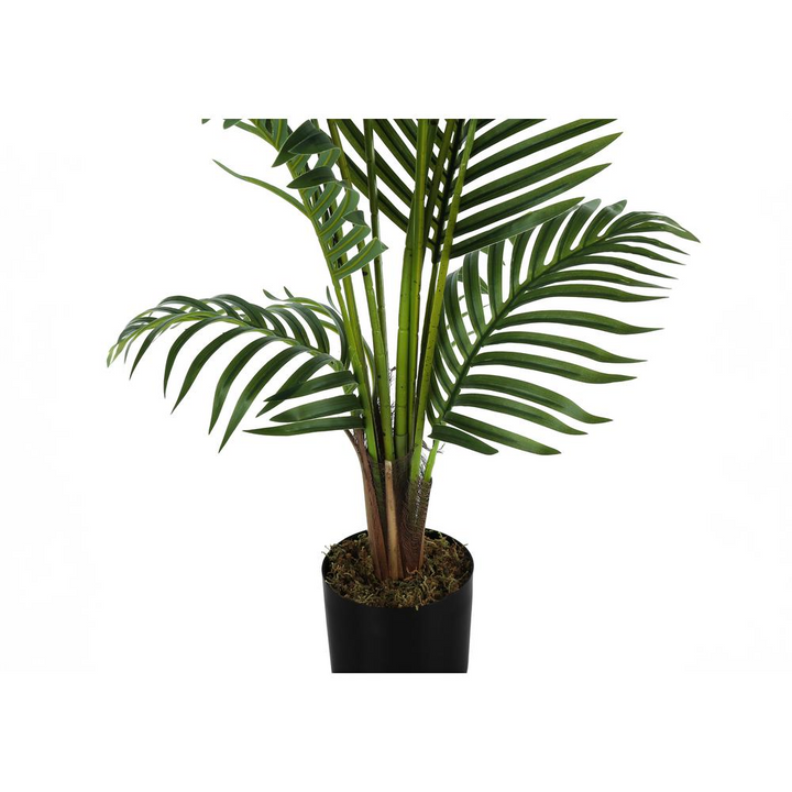 Boho Aesthetic Artificial Plant, 57" Tall, Palm Tree, Decorative, Green Leaves, Black Pot | Biophilic Design Airbnb Decor Furniture 