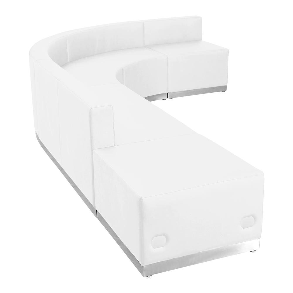 Boho Aesthetic Modern Italian Large White Leather Reception Sofa 5 Pieces | Biophilic Design Airbnb Decor Furniture 