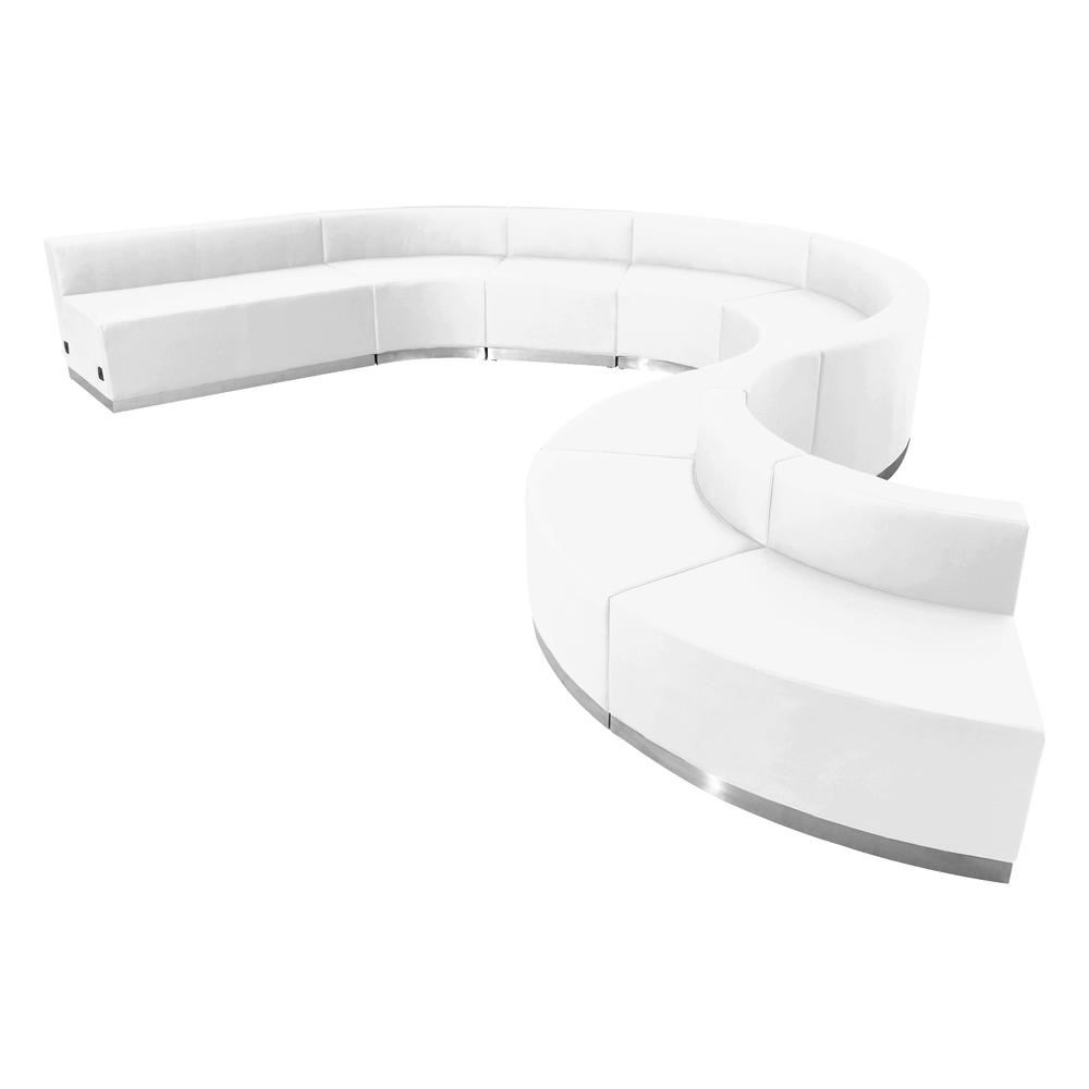 Boho Aesthetic Modern Italian Large White Leather Reception Sofa 9 Pieces | Biophilic Design Airbnb Decor Furniture 