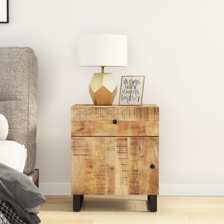 Boho Aesthetic vidaXL Bedside Cabinet 19.7"x13"x23.6" Solid Wood Mango&Engineered Wood | Biophilic Design Airbnb Decor Furniture 
