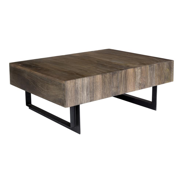 Boho Aesthetic Modern Contemporary Wooden Storage Coffee Table | Biophilic Design Airbnb Decor Furniture 