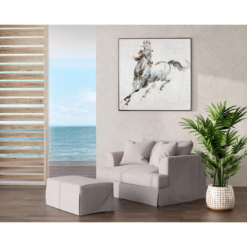 Boho Aesthetic Contemporary Prancing Stallion Hand Painted Canvas | Biophilic Design Airbnb Decor Furniture 