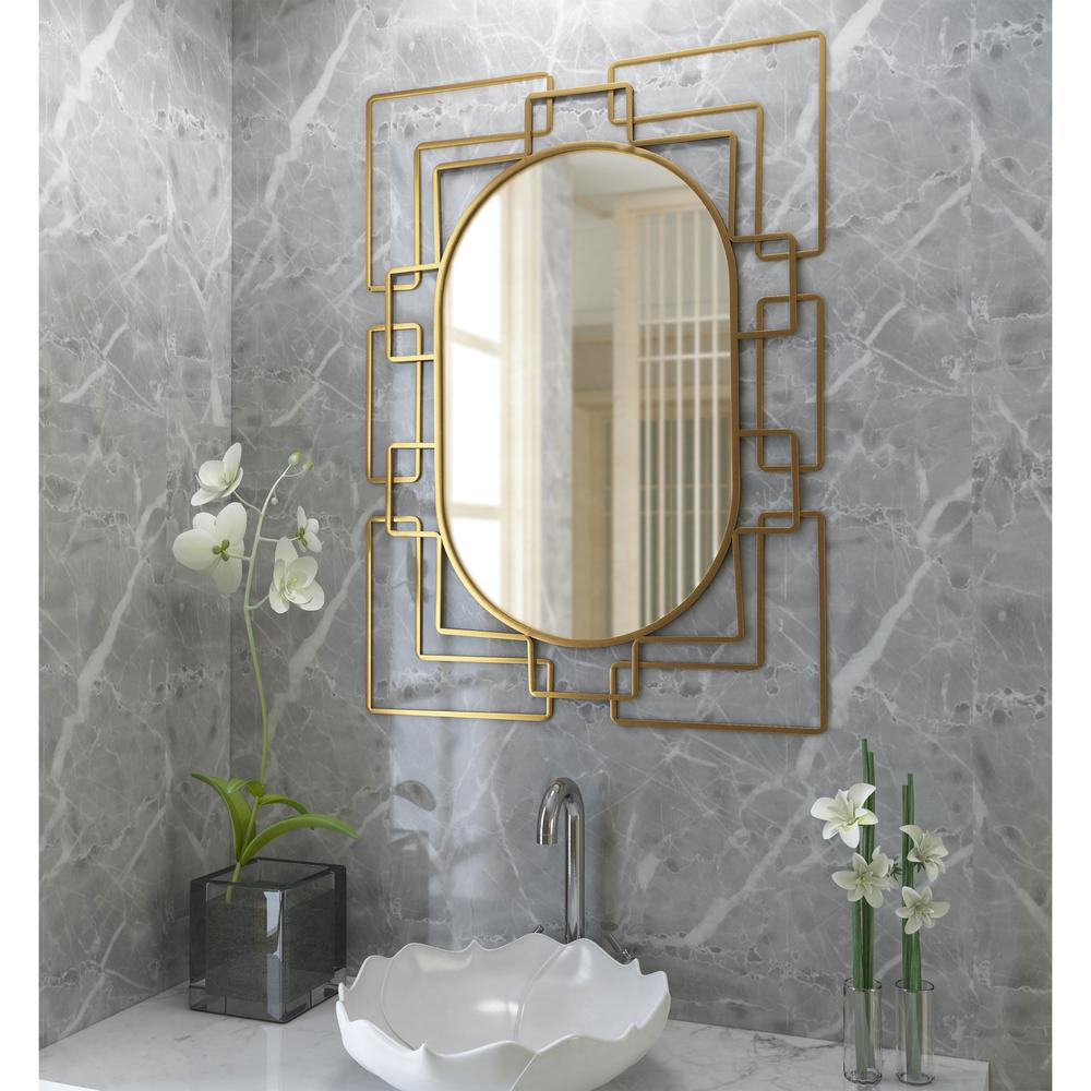 Boho Aesthetic Deanna Gold Metal Mirror | Biophilic Design Airbnb Decor Furniture 
