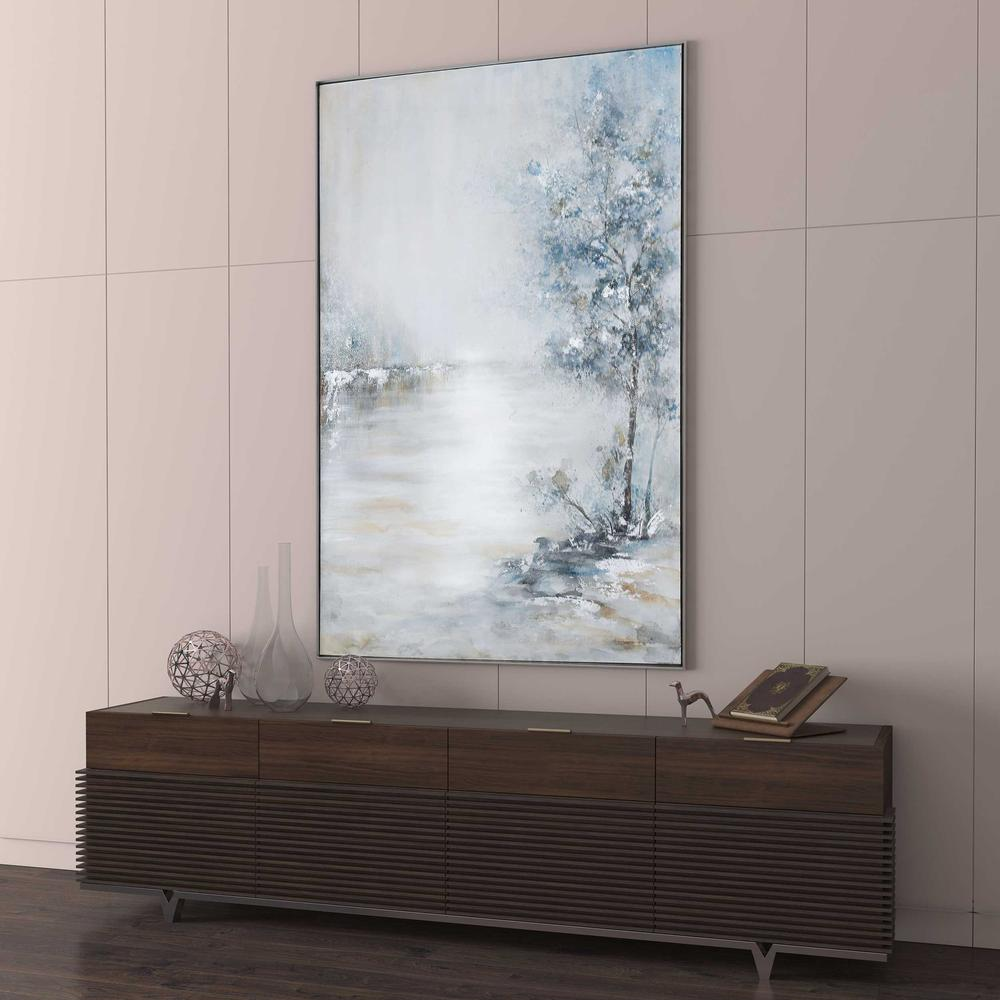 Boho Aesthetic Blue Meadow,  Large Textured Hand Painted Canvas | Biophilic Design Airbnb Decor Furniture 