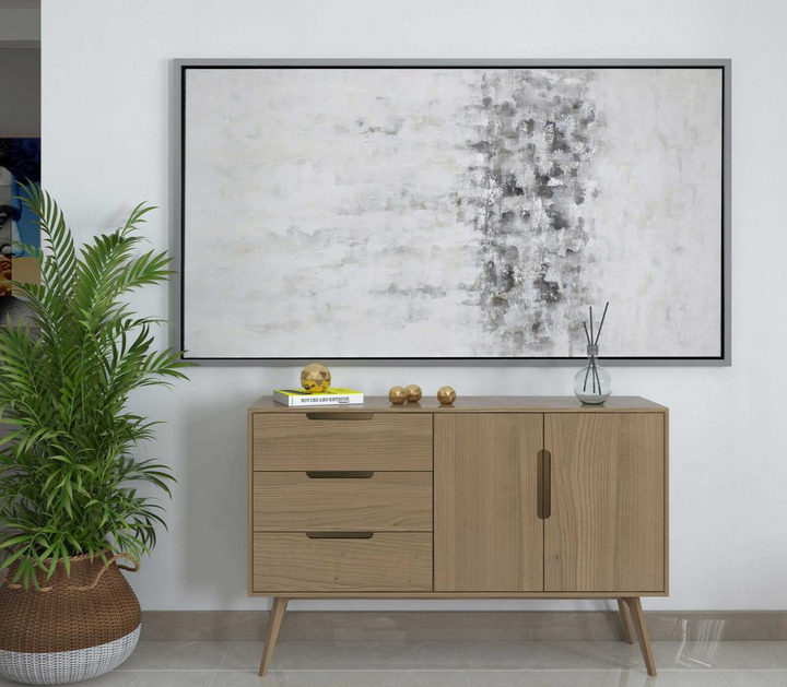 Boho Aesthetic Framed Winter Storm, Hand Painted Canvas | Biophilic Design Airbnb Decor Furniture 