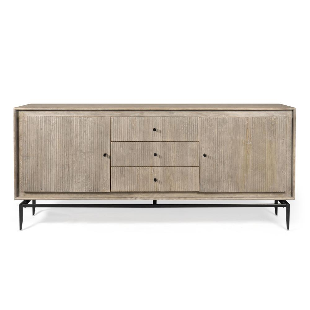 Boho Aesthetic Camilo 69" Wide 3 Door Wood Sideboard | Biophilic Design Airbnb Decor Furniture 