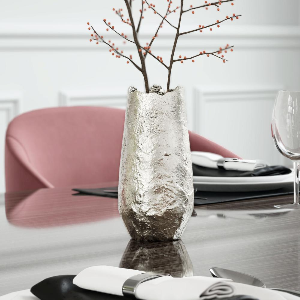 Boho Aesthetic Nickel Metal Table Vase | Biophilic Design Airbnb Decor Furniture 