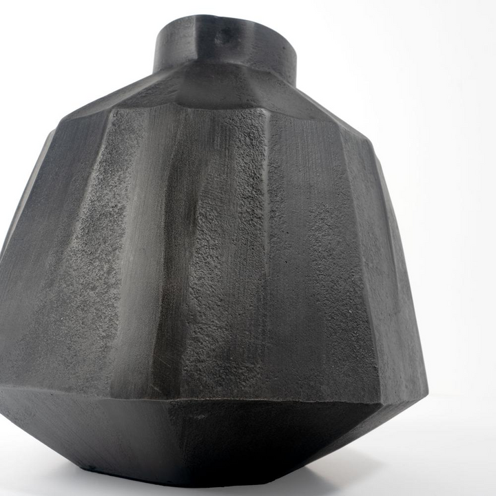 Boho Aesthetic Artemis 11" Metal Table Vase, Large Grey | Biophilic Design Airbnb Decor Furniture 