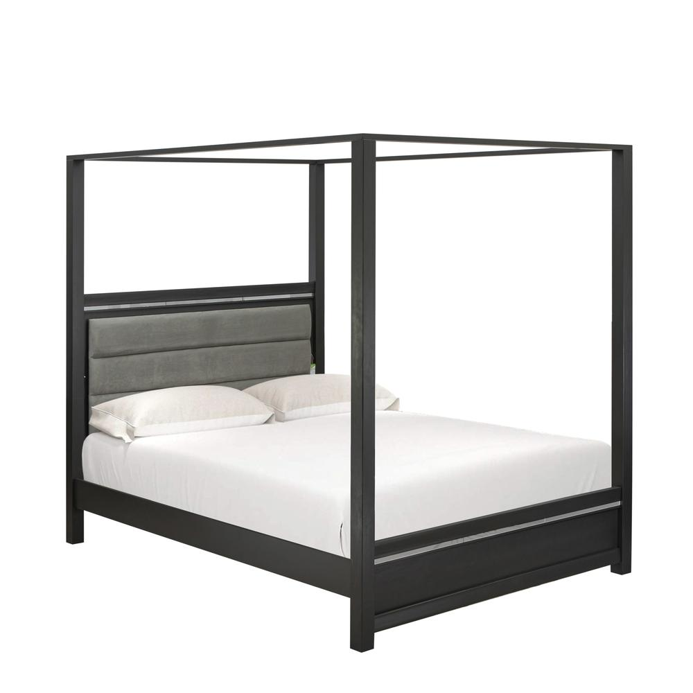 Boho Aesthetic Modern 3-Piece Denali Modern Bedroom Set - A Bed Frame and 2 Bedroom Nightstands - brushed gray Finish | Biophilic Design Airbnb Decor Furniture 