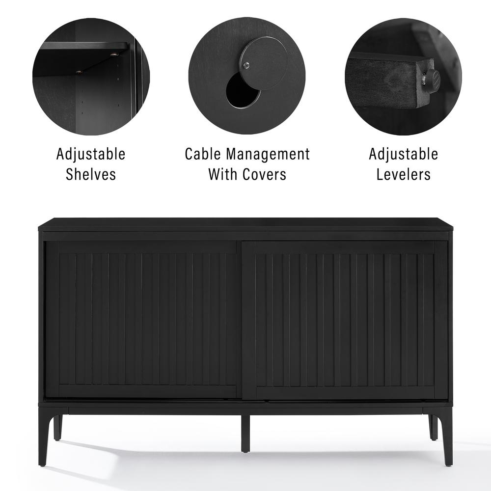 Boho Aesthetic Asher Modern Luxury Sideboard Black Buffet Cabinet | Biophilic Design Airbnb Decor Furniture 
