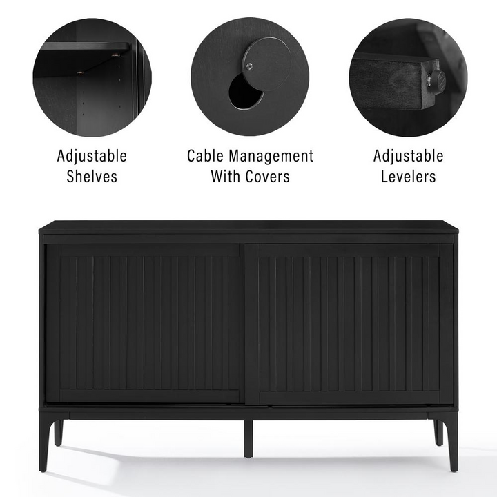 Boho Aesthetic Asher Modern Luxury Sideboard Black Buffet Cabinet | Biophilic Design Airbnb Decor Furniture 