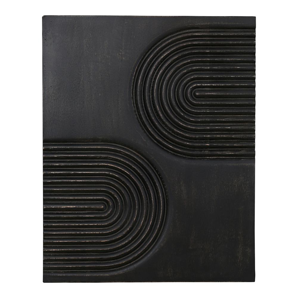 Boho Aesthetic Modern Boho Black Carved Wood Wall Art Washed | Biophilic Design Airbnb Decor Furniture 