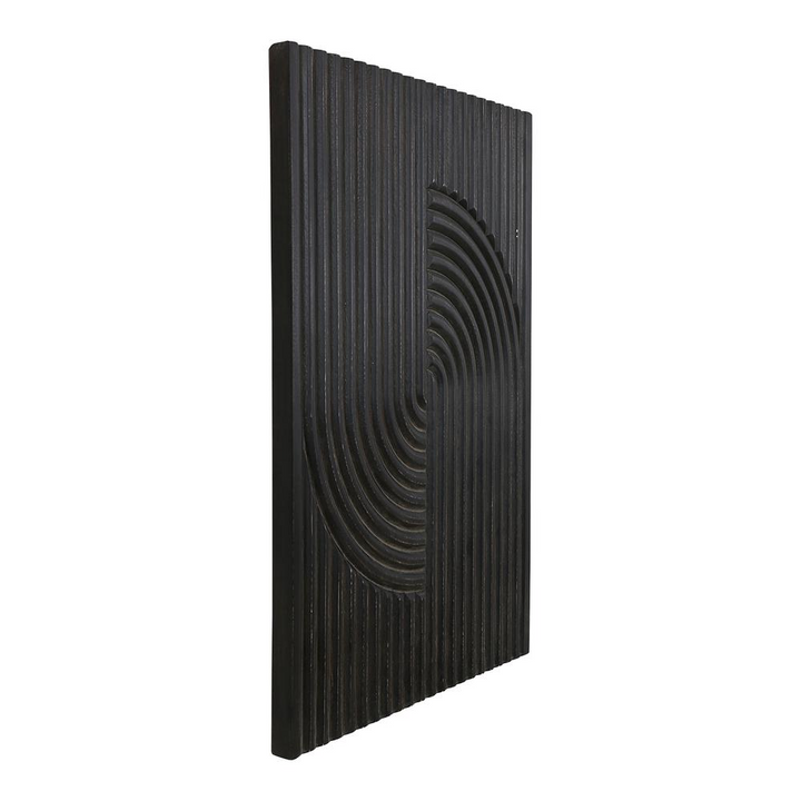 Boho Aesthetic Large Modern Boho Black Carved Wood Wall Art Washed | Biophilic Design Airbnb Decor Furniture 