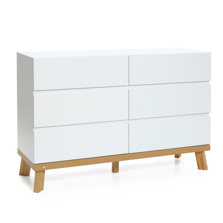 Boho Aesthetic Modern White Wood 6-Drawer Dresser | Biophilic Design Airbnb Decor Furniture 