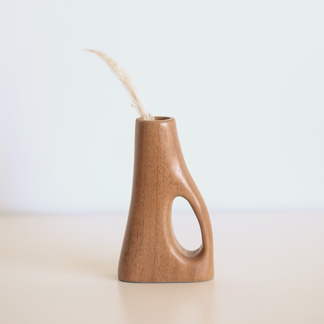 Boho Aesthetic Koji Wooden Vase | Biophilic Design Airbnb Decor Furniture 