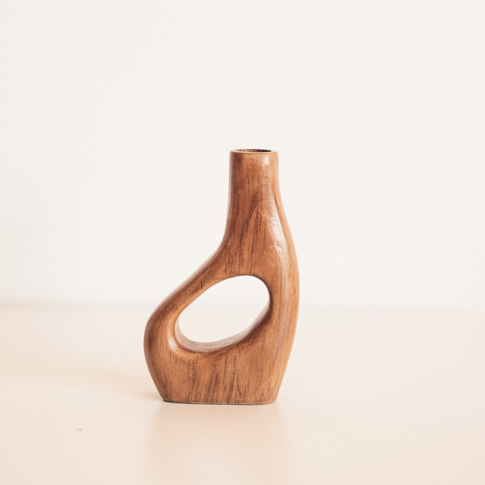 Boho Aesthetic Kana Wooden Vase | Biophilic Design Airbnb Decor Furniture 