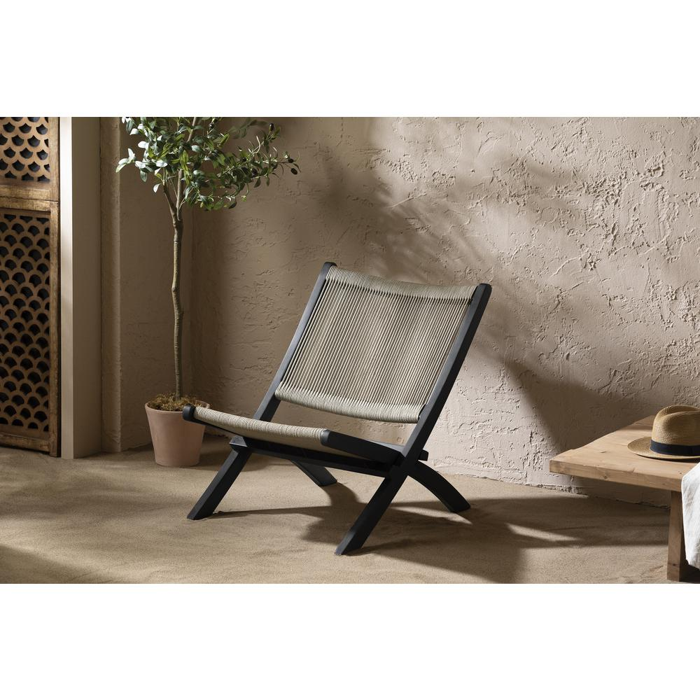 Boho Aesthetic Agave Lounge Chair, Beige and Black | Biophilic Design Airbnb Decor Furniture 