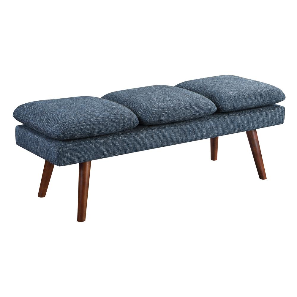 Boho Aesthetic Amanda | Blue Mid-Century Contemporary Modern Upholstered Bench | Biophilic Design Airbnb Decor Furniture 