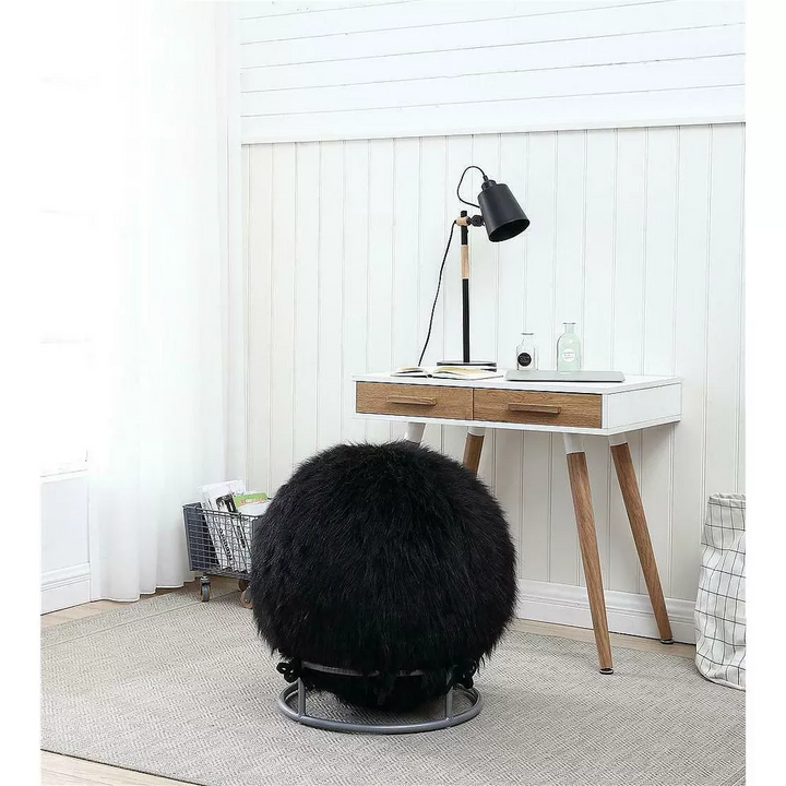 Boho Aesthetic Posture Fuzzy Exercise Yoga Ball Chair Set | Biophilic Design Airbnb Decor Furniture 