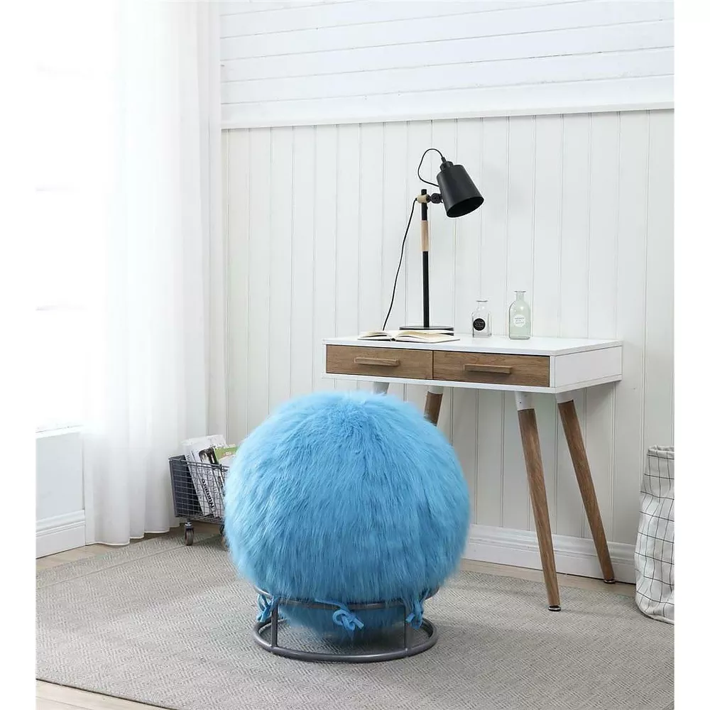 Boho Aesthetic Posture Fuzzy Exercise Yoga Ball Chair Set | Biophilic Design Airbnb Decor Furniture 