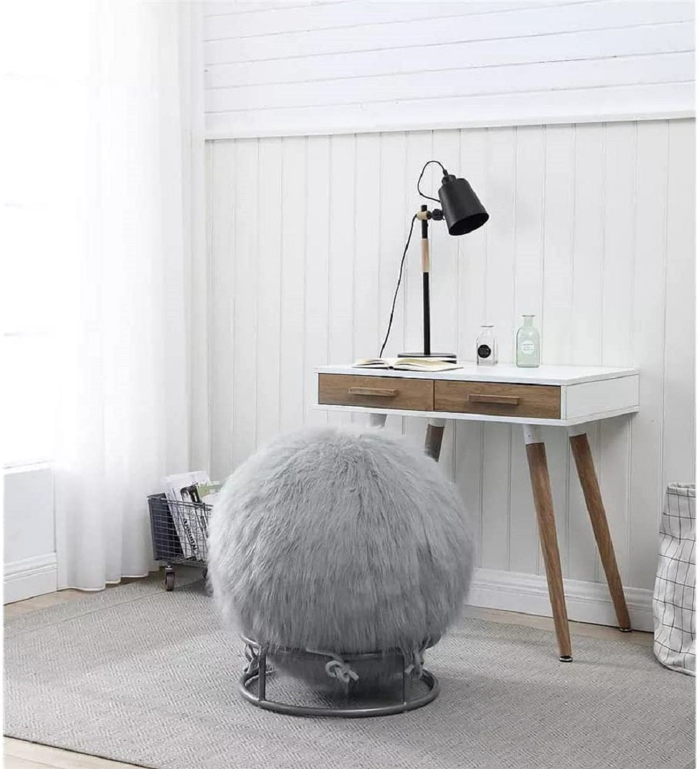 Boho Aesthetic Posture Fuzzy Exercise Yoga Ball Chair Set | Biophilic Design Airbnb Decor Furniture 