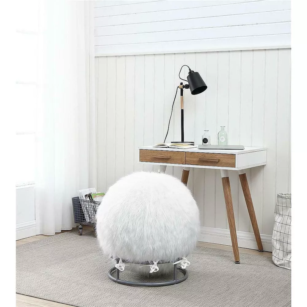 Boho Aesthetic Posture Fuzzy Exercise Yoga Ball Chair Set | Biophilic Design Airbnb Decor Furniture 