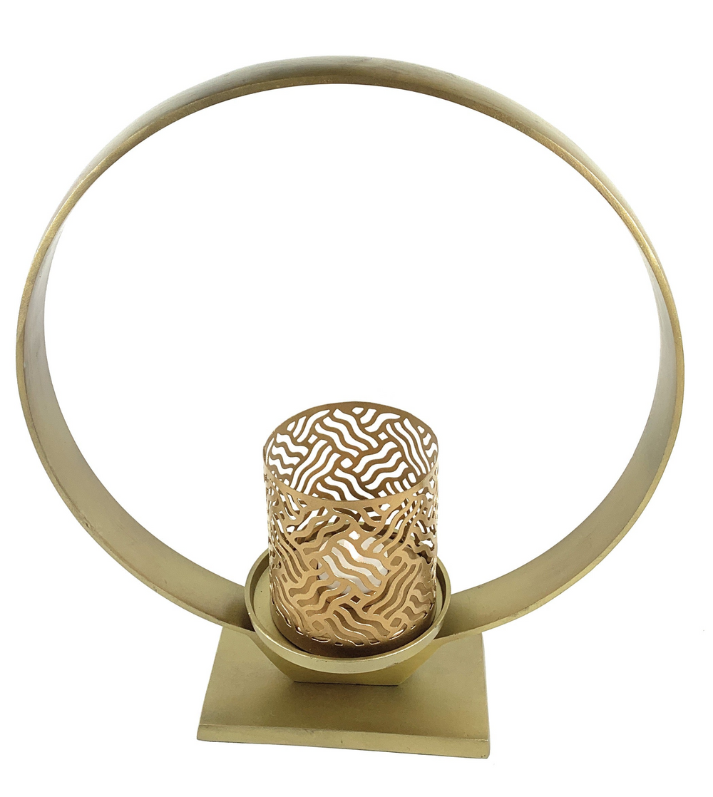 Boho Aesthetic Vibhsa Golden Candle Holder (15"H) | Biophilic Design Airbnb Decor Furniture 