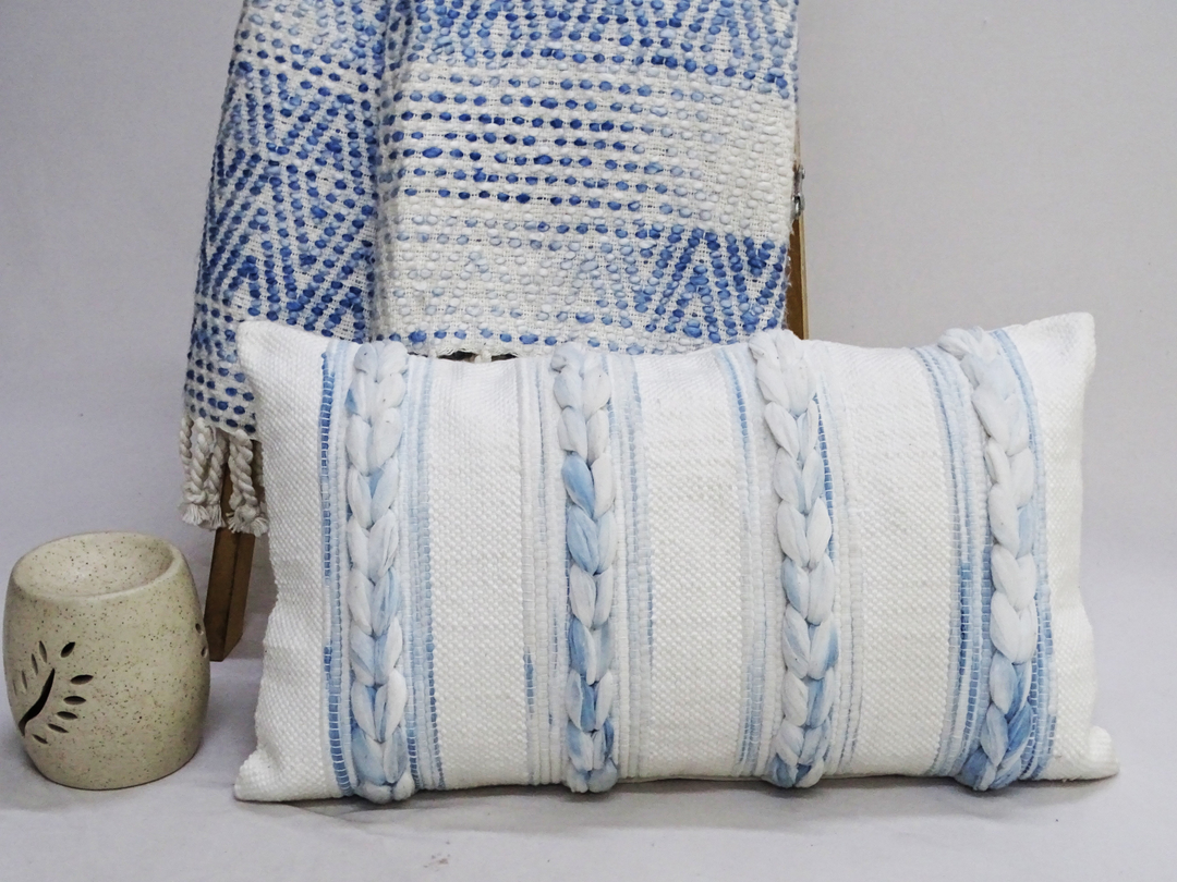 Boho Aesthetic Handwoven 14"X 24" Modern Throw Pillow | Biophilic Design Airbnb Decor Furniture 