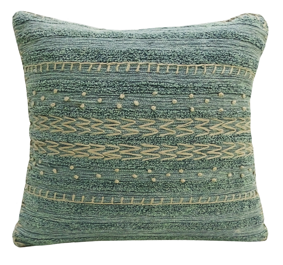 Boho Aesthetic 20"X20" Embroidery Throw Pillow for couch | Biophilic Design Airbnb Decor Furniture 