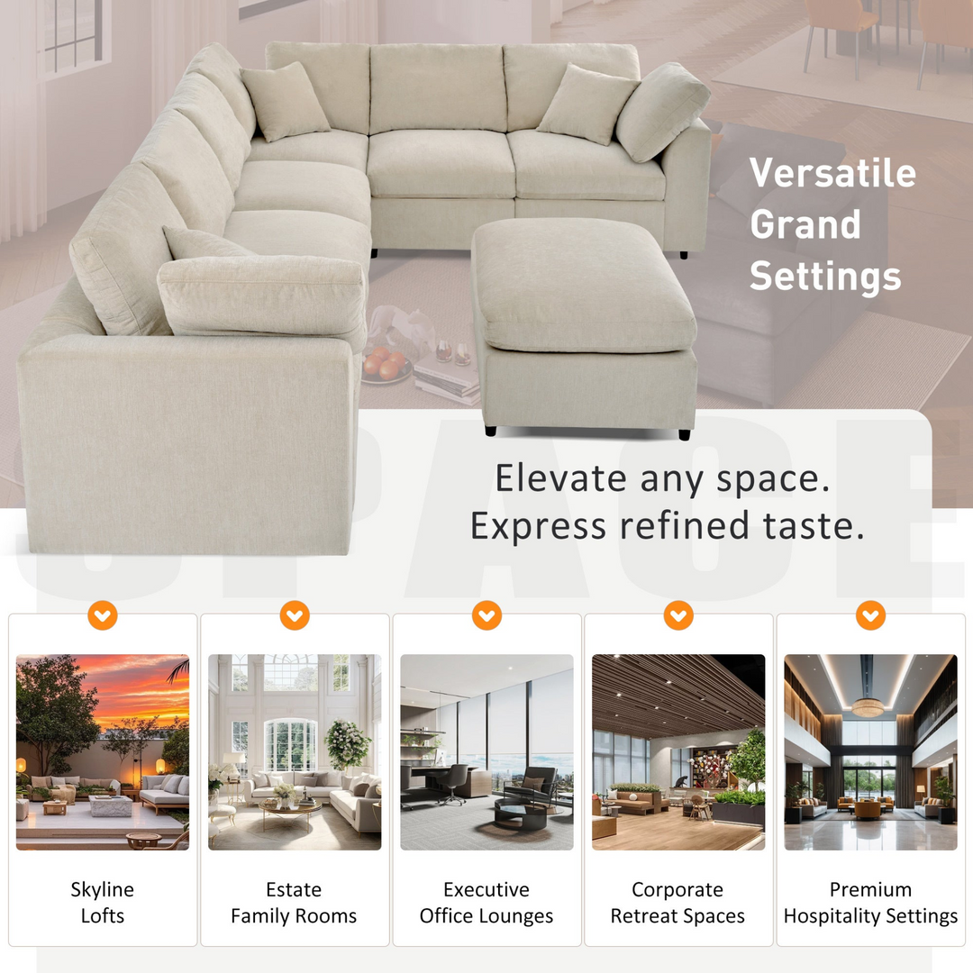 The Amalfi Grande 7-Piece Mediterranean Sofa - Mediterranean Tuscan Contemporary Home Decor Furniture