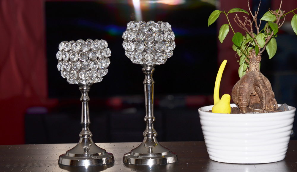 Boho Aesthetic Vibhsa Round Crystal Aluminium Candle Holder Set of 2 | Biophilic Design Airbnb Decor Furniture 