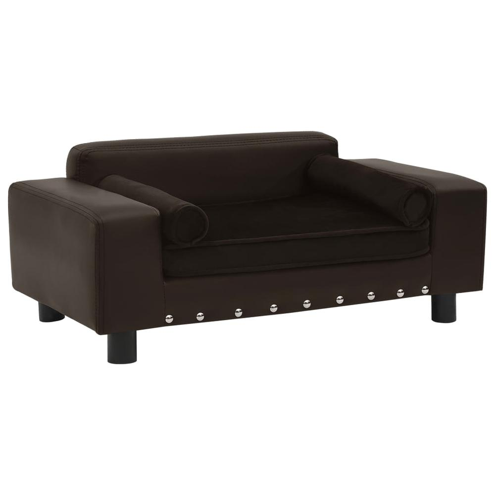 Boho Aesthetic vidaXL Dog Sofa Brown 31.9"x16.9"x12.2" Plush and Faux Leather | Biophilic Design Airbnb Decor Furniture 
