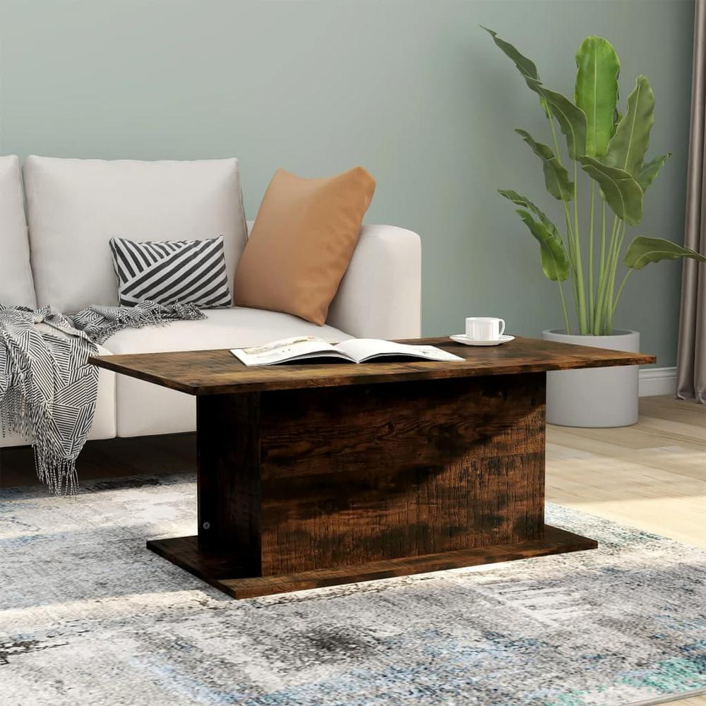 Boho Aesthetic Barnwood  | Smoked Oak Wood Coffee Table | Biophilic Design Airbnb Decor Furniture 