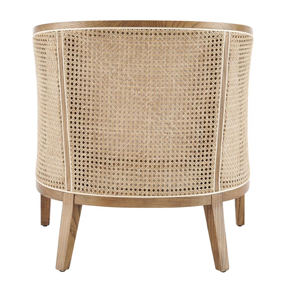 Buy farmhouse furniture Tillman Linen Accent Arm Chair w/ Rattan - Modern Cottage Farmhouse Furniture