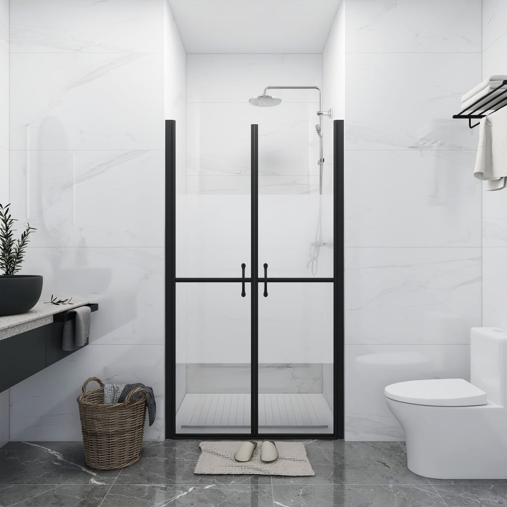 Boho Aesthetic vidaXL Shower Door Half Frosted ESG (26.8"-28")x74.8" | Biophilic Design Airbnb Decor Furniture 