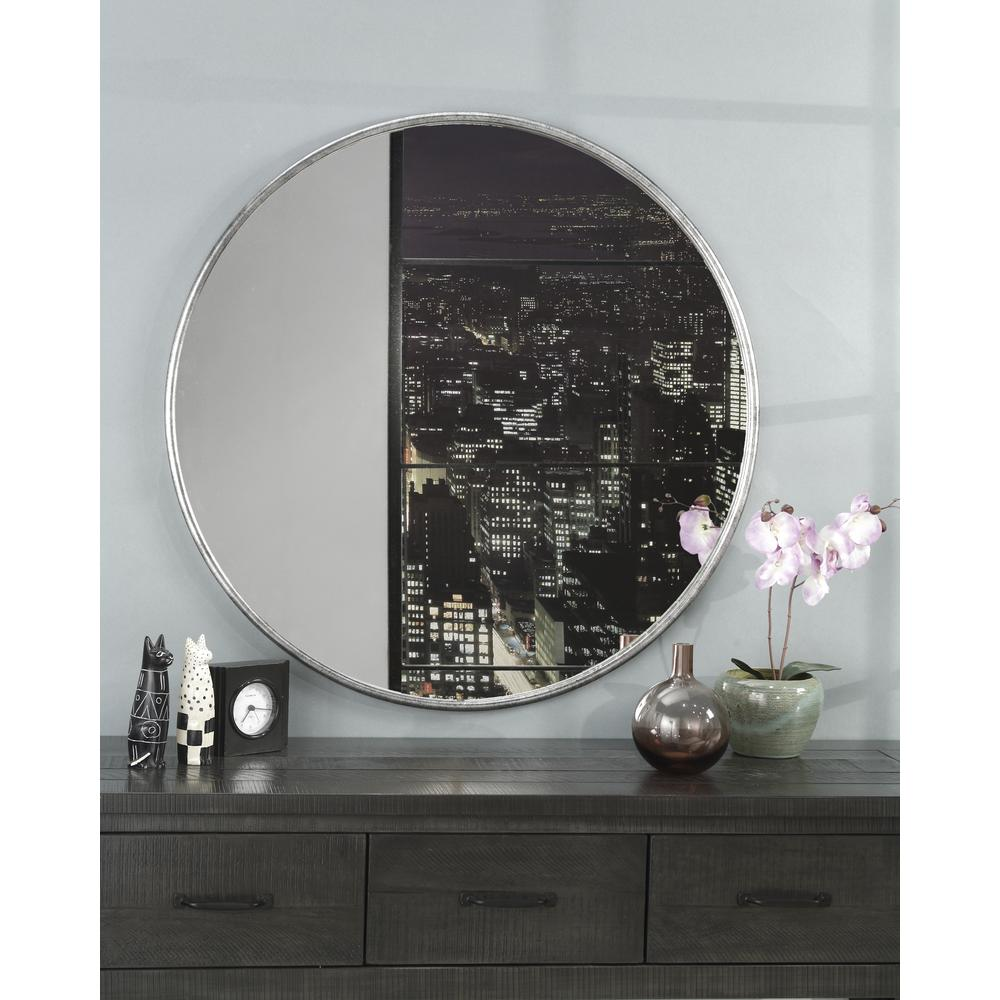 Boho Aesthetic Martin Svensson Home Antique Pewter Framed Round Wall Mirror | Biophilic Design Airbnb Decor Furniture 