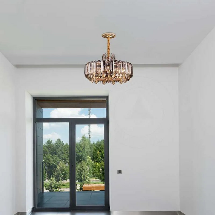 Boho Aesthetic Crystal Chandelier Hanging Suspension Multi-Layered Lights | Biophilic Design Airbnb Decor Furniture 