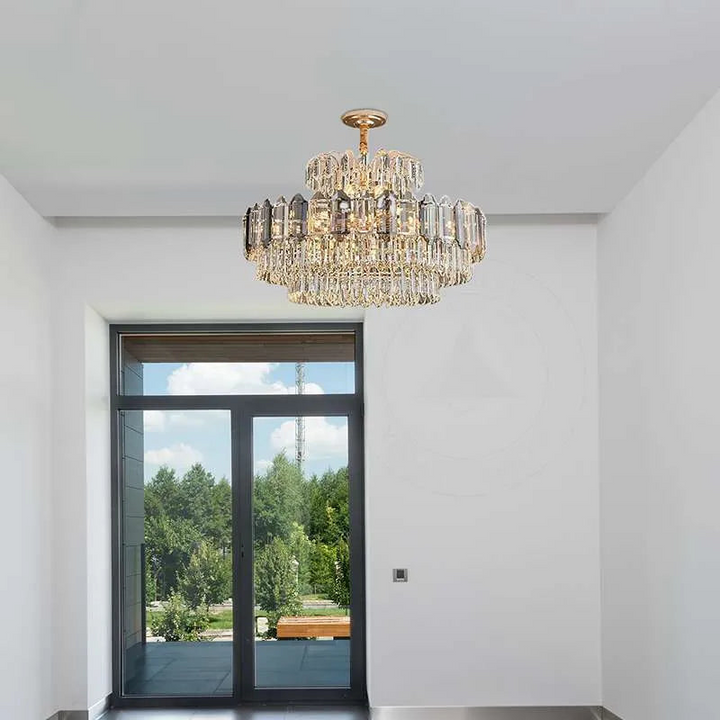 Boho Aesthetic Crystal Chandelier Hanging Suspension Multi-Layered Lights ~5009 | Biophilic Design Airbnb Decor Furniture 